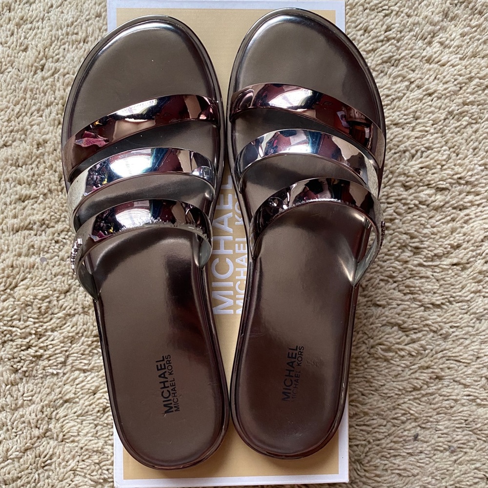 MK metallic Summer slides/sandals